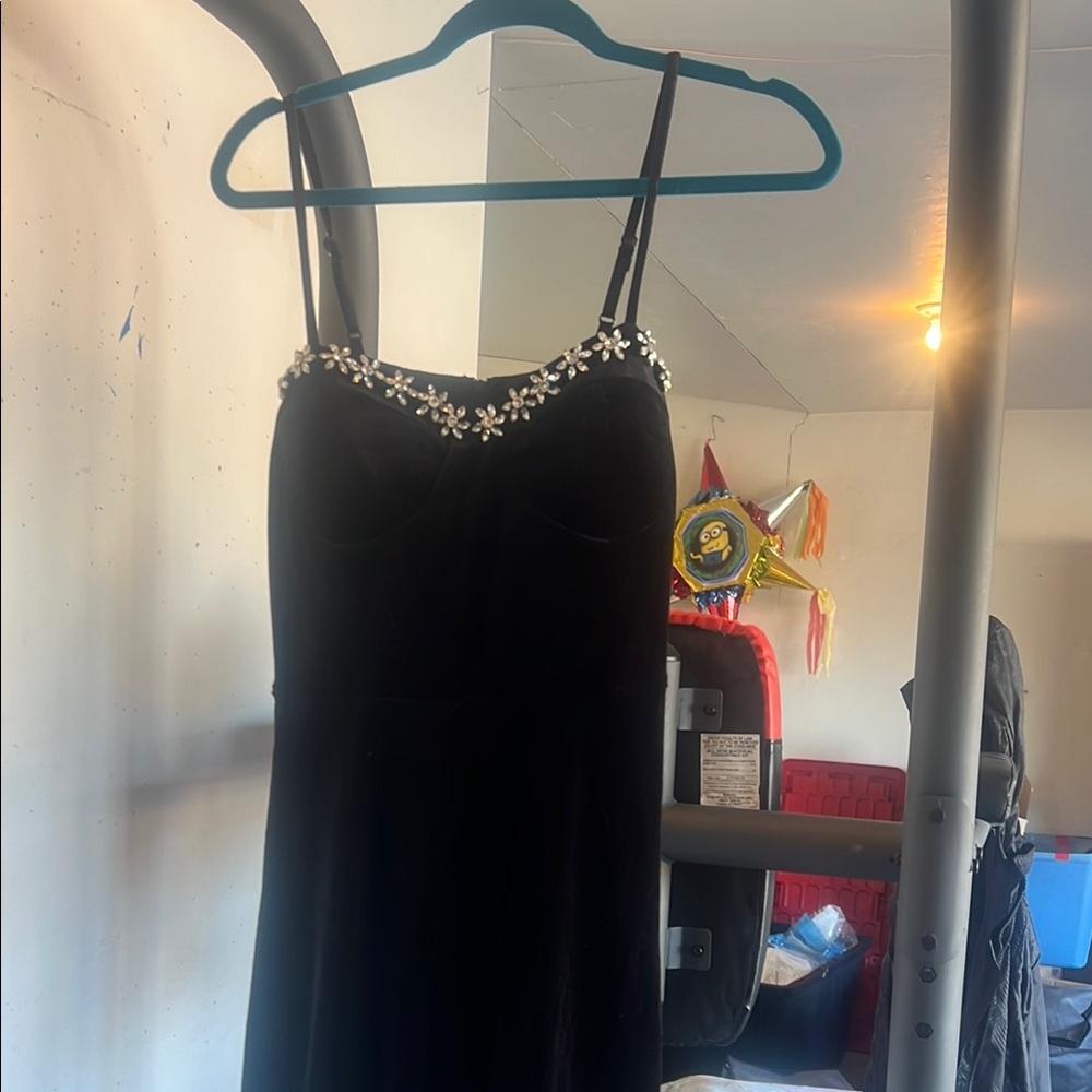 Stylish Black Dress with Floral Accents